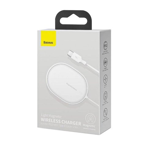 Беспроводное зарядное устройство Baseus BS-W518, Fast Charge, белое, USB тип-C, 15 Вт, магнитное, #WXQJ-02 Превью 1