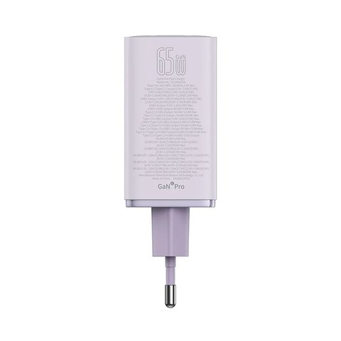 Сетевое зарядное устройство Baseus GaN6 Pro, 65 Вт, Power Delivery (PD), Fast Charge, фиолетовый, 4 порта, #P10162701533-00 Превью 2
