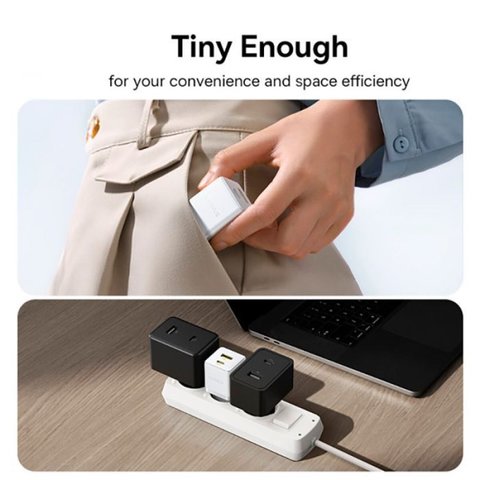 Мережевий зарядний пристрій Baseus Palm, 20 Вт, Fast Charge, білий, 2 порта, #P10111608213-00 Прев'ю 2
