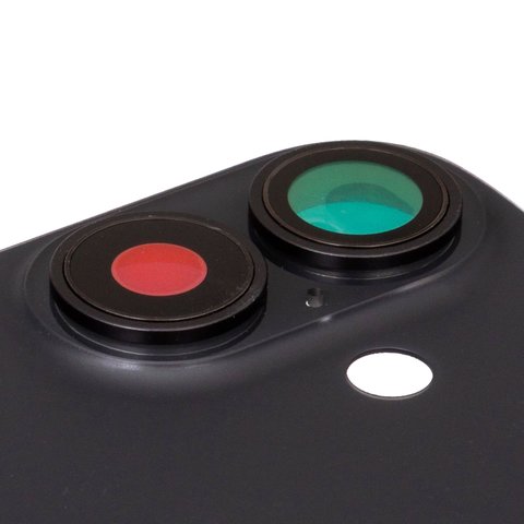 Panel trasero de carcasa puede usarse con iPhone 16, negra, con vidrio de cámara, Original (PRC), black Vista previa  1