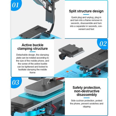 Dispositivo para despegar el módulo de pantalla Sunshine S-918M, sirve para las pantallas de hasta 7", con bomba de vacío Vista previa  6