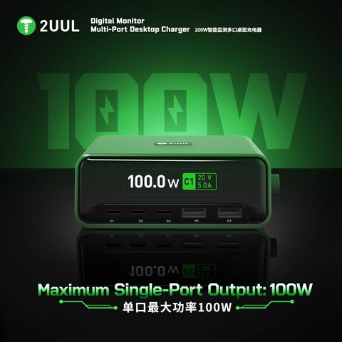 Adaptador de red 2UUL PC12, 100 W, Quick Charge, Power Delivery (PD), 5 puertos Vista previa  1