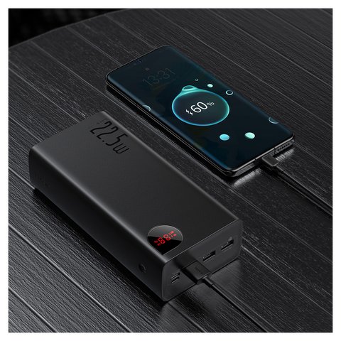 Power bank Baseus Adaman, 40000 мАг, 22,5 Вт, чорний, Quick Charge, #PPAD020101 Прев'ю 2