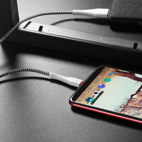 USB кабель Borofone BX25, USB тип-C, USB тип-A, 100 см, 3 A, белый, #69314744703507 Превью 3