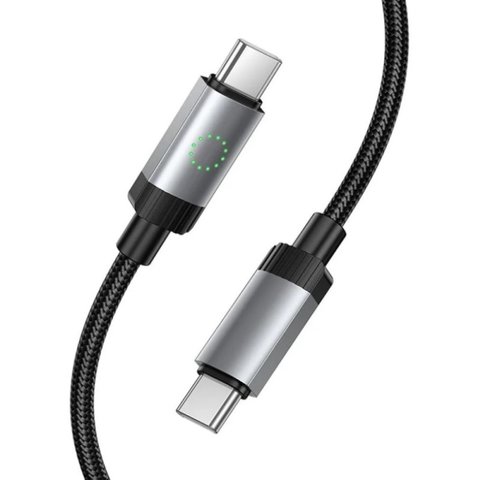 USB кабель Hoco X117, 2xUSB тип-C, 100 см, 60 Вт, чорний, з індикатором, в нейлоновому обплетенні, #6942007652582 Прев'ю 1