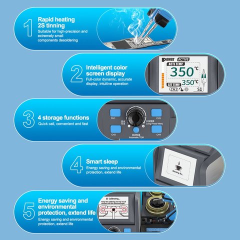 Паяльна станція Sunshine S1, цифрова, 80 Вт, з ручкою у вигляді пінцета Прев'ю 5